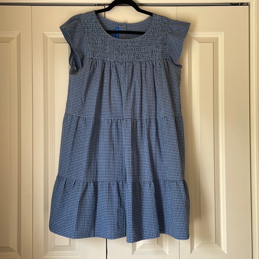 Sun dress, Maxwell and Ceraldine, size M, blue check
